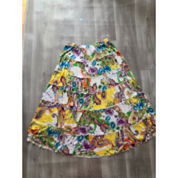 Anttony Womens Floral Paisley Maxi Skirt XL Elastic Waist Rayon Viscose - Picture 3 of 5